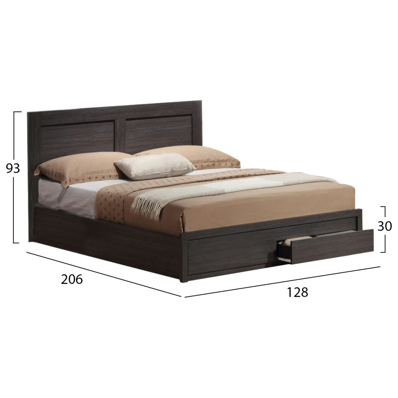 BED CAPRI HM665.01 MELAMINE IN ZEBRANO WITH 2 DRAWERS FOR MATTRESS 120x200 cm. [3]