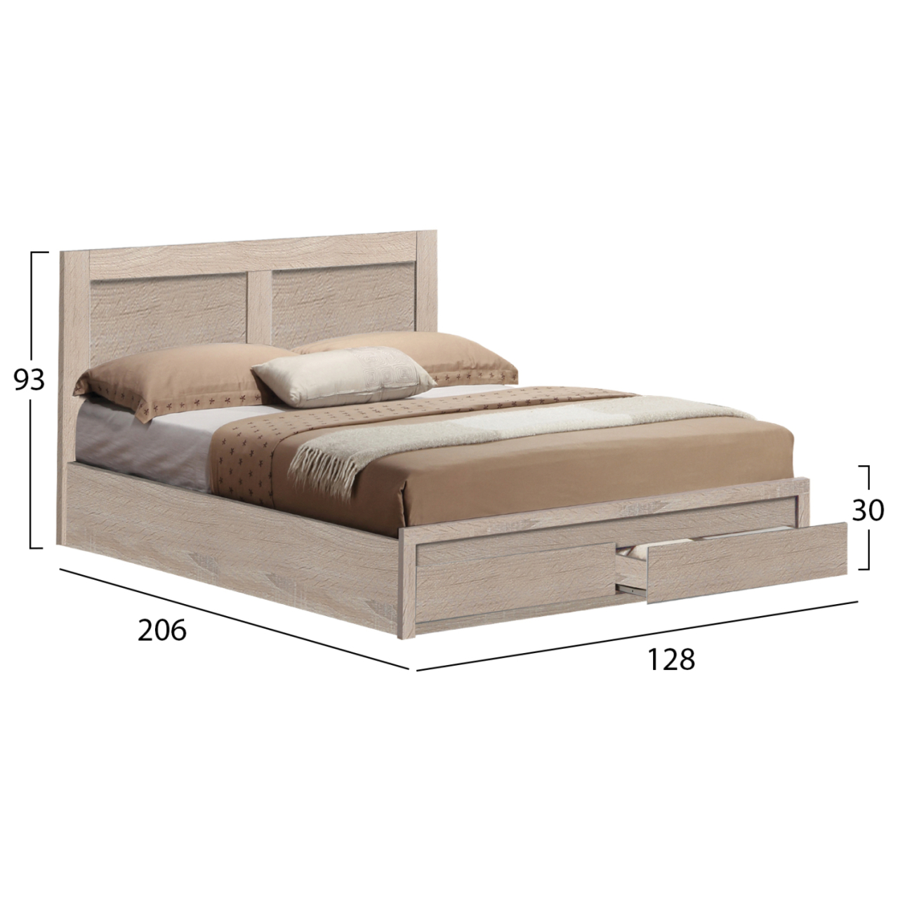 BED CAPRI HM665.02 MELAMINE IN SONOMA WITH 2 DRAWERS FOR MATTRESS 120x200cm. [2]