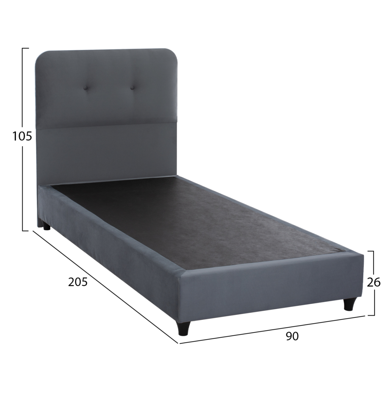 BED DOLORES HM649.10 GREY VELVET 90X200cm [3]
