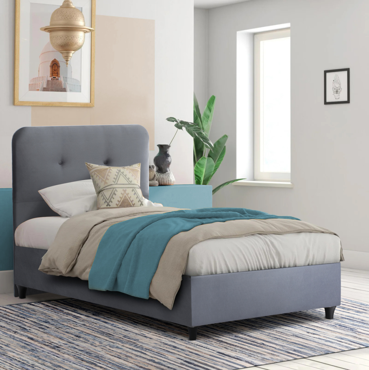 BED DOLORES HM649.10 GREY VELVET 90X200cm [2]