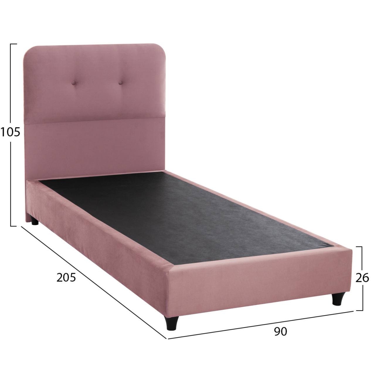 BED DOLORES HM649.12 DUSTY PINK VELVET 90X200 cm [3]