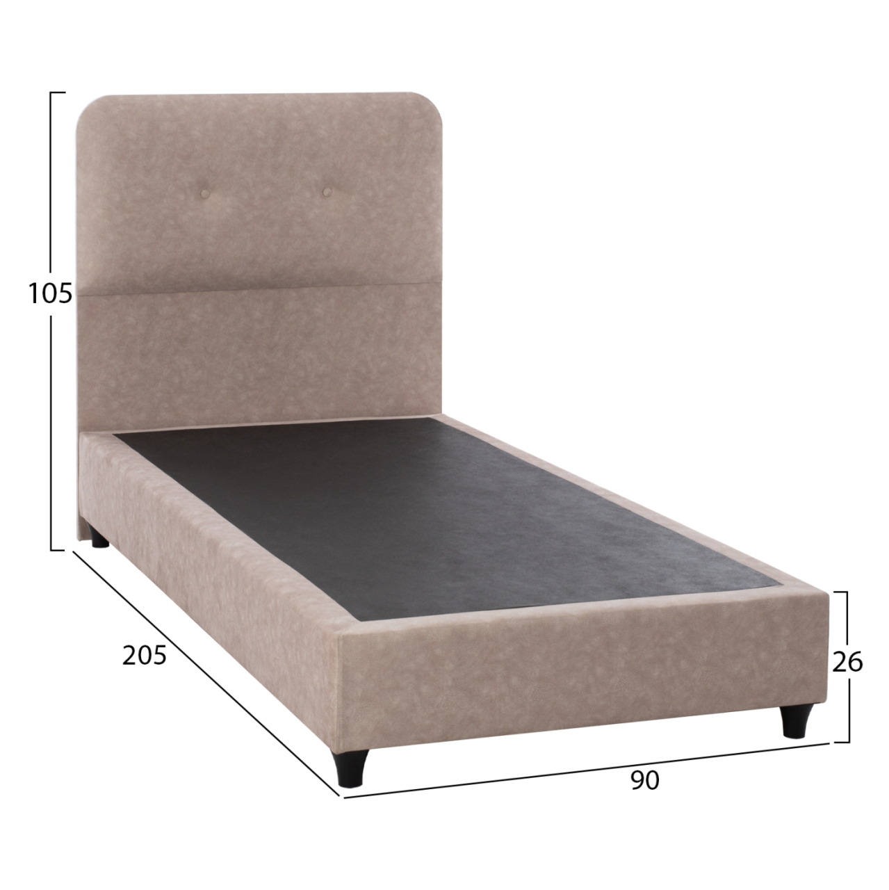 BED DOLORES HM649.22 BEIGE T.NUBUCK FABRIC 90X200 [3]