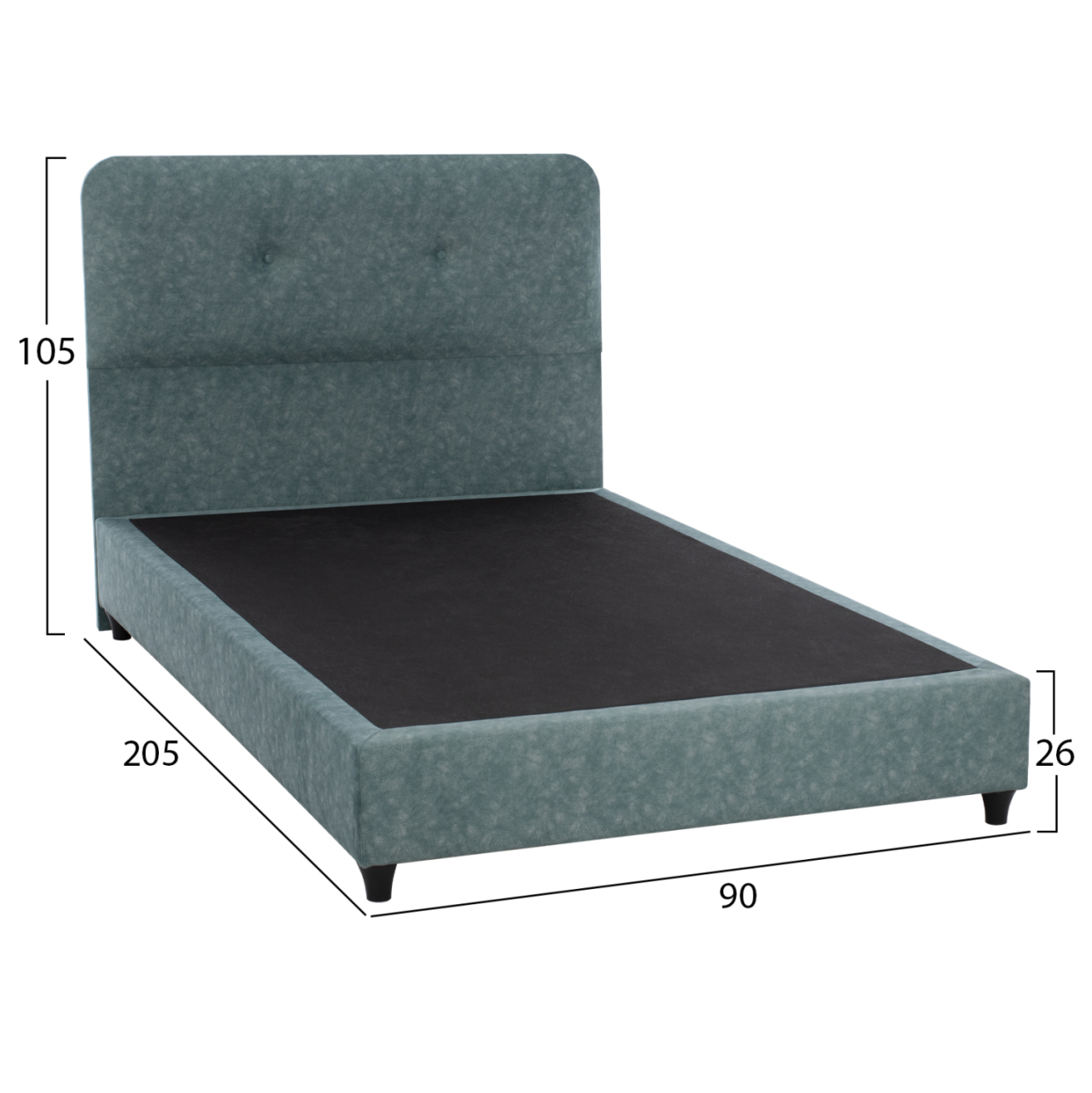 BED DOLORES HM649.27 T.NUBUCK FABRIC LIGHT GREEN 90X200 [3]