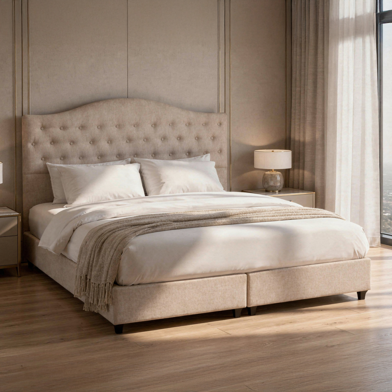 BED DOUBLE MALENA HM638.32 BEIGE FABRIC- FOR MATTRESS 150x200cm. [2]