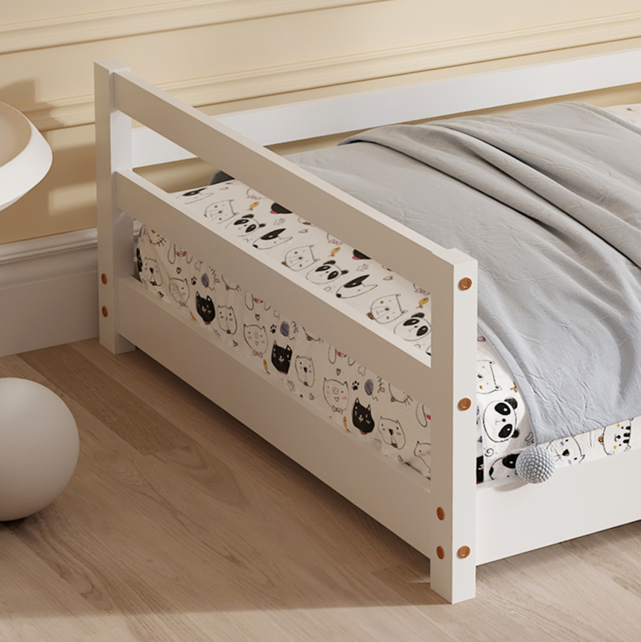 BED FOR KIDS HOUSER HM676.03 t.MONTESSORI SOLID PINE WOOD IN WHITE- 190x90cm. [7]