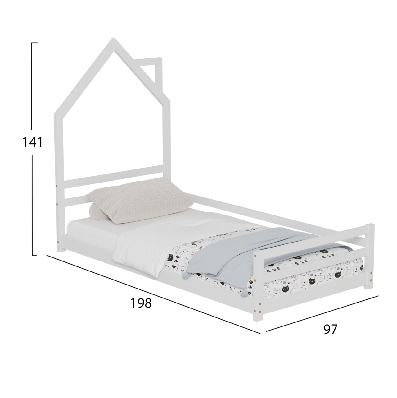 BED FOR KIDS HOUSER HM676.03 t.MONTESSORI SOLID PINE WOOD IN WHITE- 190x90cm. [3]