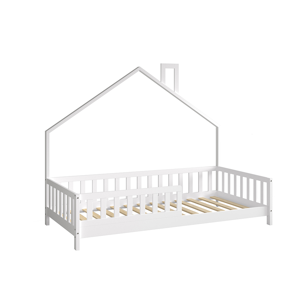 BED FOR KIDS HOUSER HM740.03 t.MONTESSORI SOLID PINE WOOD IN WHITE--FOR 190x90cm. [10]
