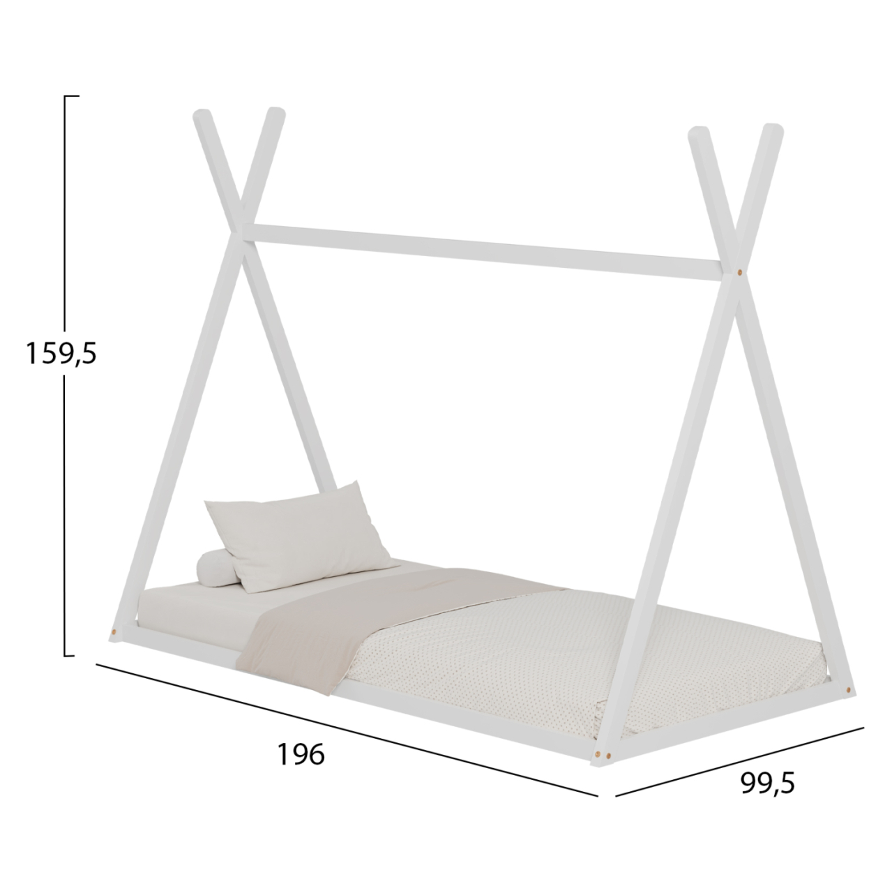 BED FOR KIDS MUNK HM681.03 t.MONTESSORI SOLID PINE WOOD IN WHITE FOR MATTRESS 190x90cm. [3]