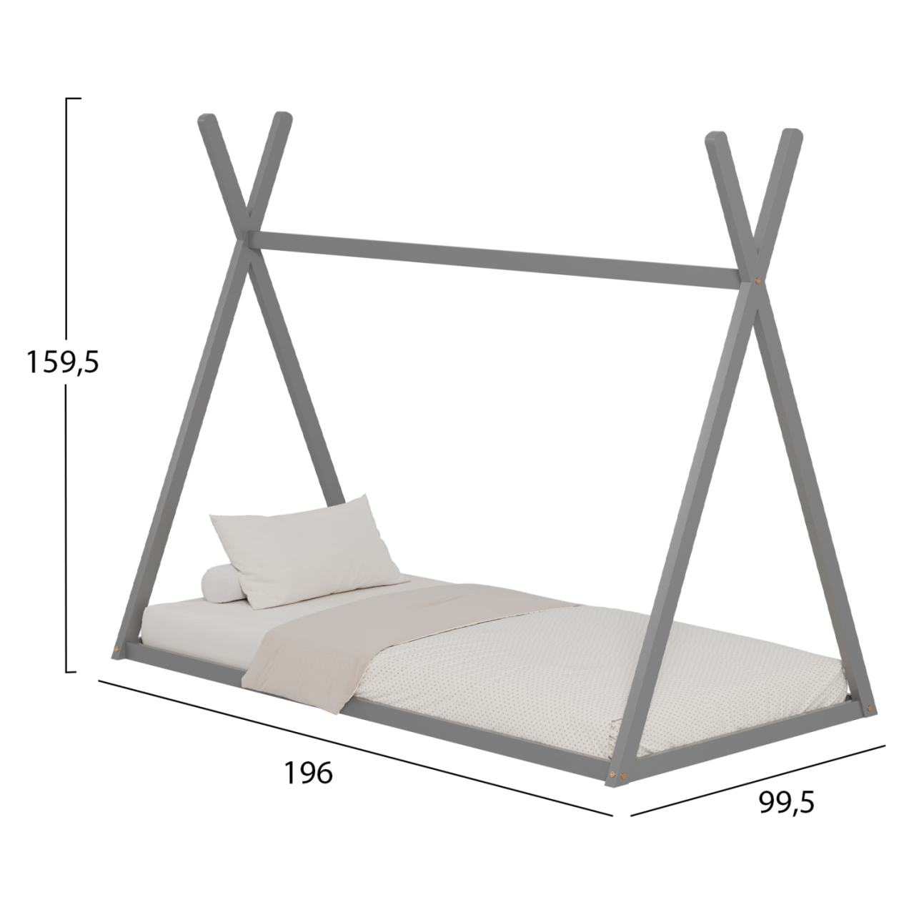 BED FOR KIDS MUNK HM681.05 t.MONTESSORI SOLID PINE WOOD IN GREY- 190x90cm. [3]