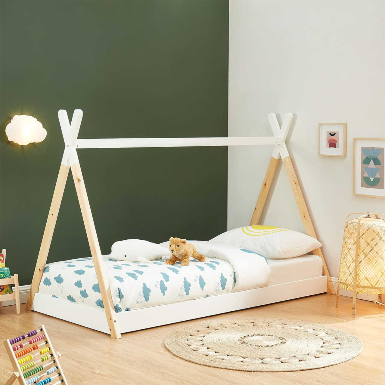 BED FOR KIDS MUNK HM699.03 t.MONTESSORI-PINE WOOD IN NATURAL-WHITE FOR MATTRESS 190x90cm. [2]