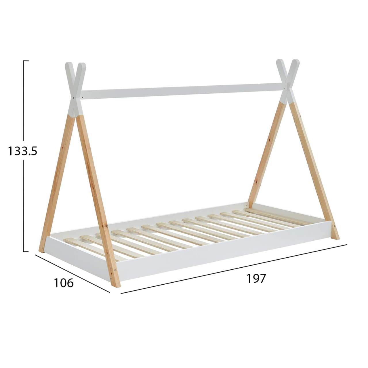 BED FOR KIDS MUNK HM699.03 t.MONTESSORI-PINE WOOD IN NATURAL-WHITE FOR MATTRESS 190x90cm. [3]