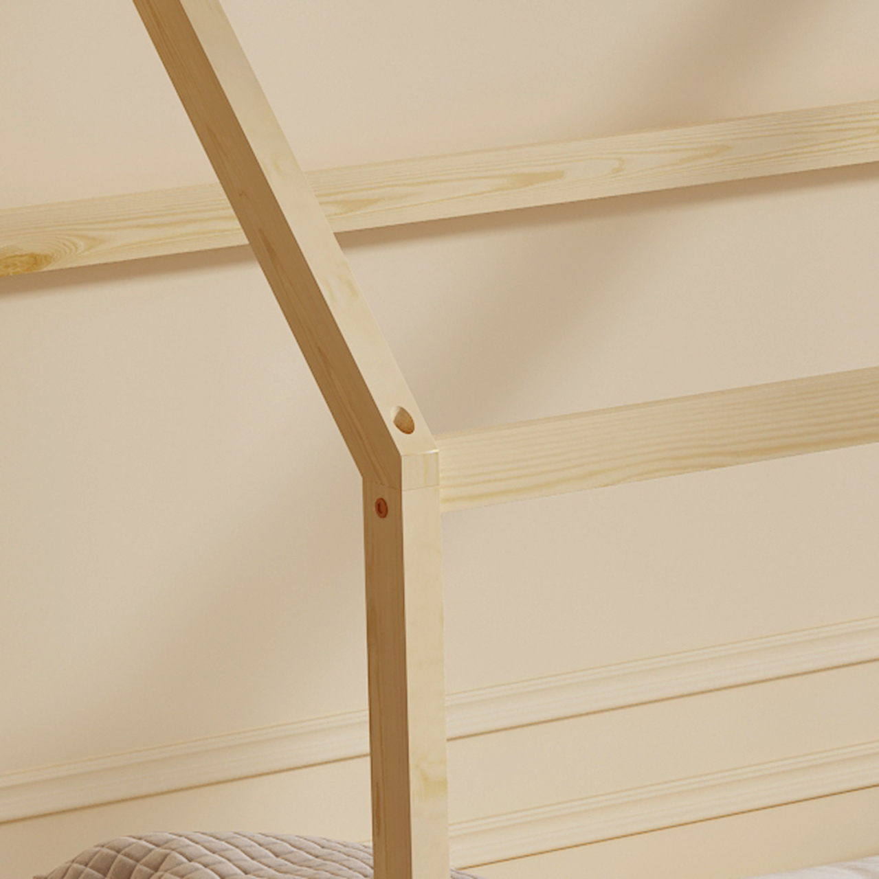 BED FOR KIDS PEPE HM677.01 t.MONTESSORI SOLID PINE WOOD IN NATURAL- 190x90cm. [6]