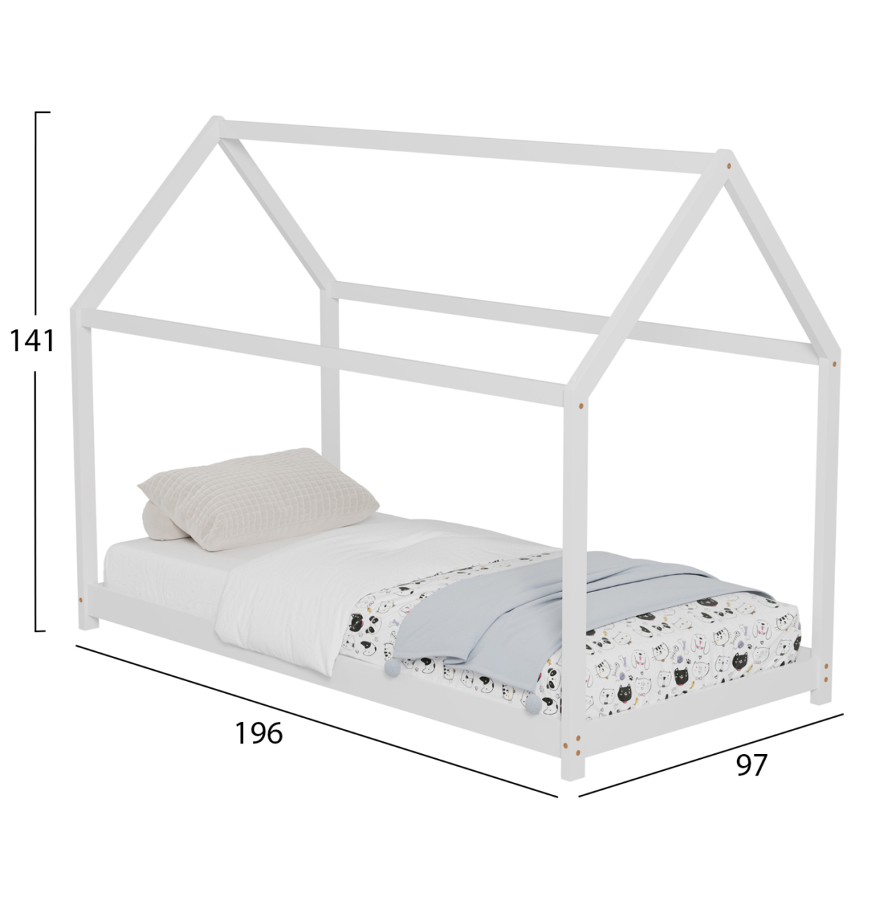BED FOR KIDS PEPE HM677.03 t.MONTESSORI SOLID PINE WOOD IN WHITE- 190x90cm. [3]