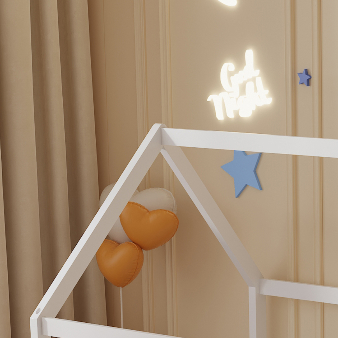 BED FOR KIDS PEPE HM677.03 t.MONTESSORI SOLID PINE WOOD IN WHITE- 190x90cm. [5]