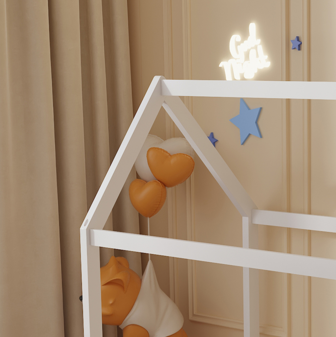 BED FOR KIDS PEPE HM678.03 t.MONTESSORI SOLID PINE WOOD IN WHITE- 140x70cm. [5]