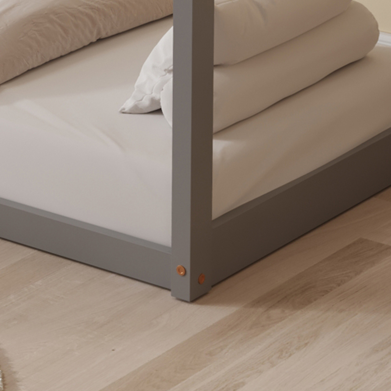 BED FOR KIDS PEPE HM678.05 t.MONTESSORI SOLID PINE WOOD IN GREY- 140x70cm. [7]