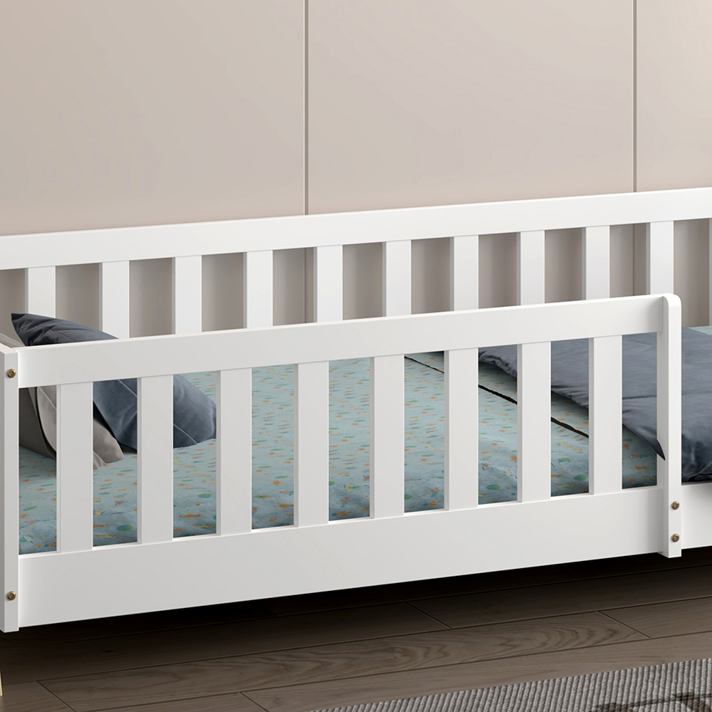 BED FOR KIDS WITH RAILING MUNK HM739.03 t.MONTESSORI-PINE WOOD IN NATURAL-WHITE FOR MATTRESS 190x90cm. [7]