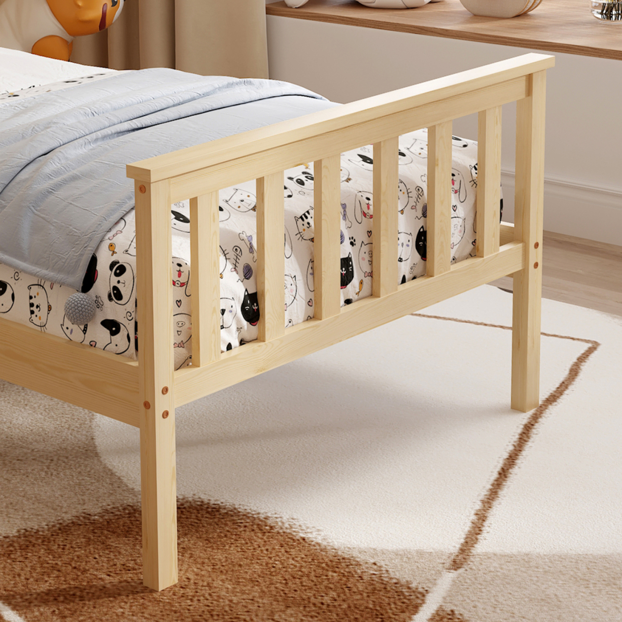 BED GIMLY HM675.01 SOLID PINE WOOD IN NATURAL FOR MATTRESS 190x90cm. [6]