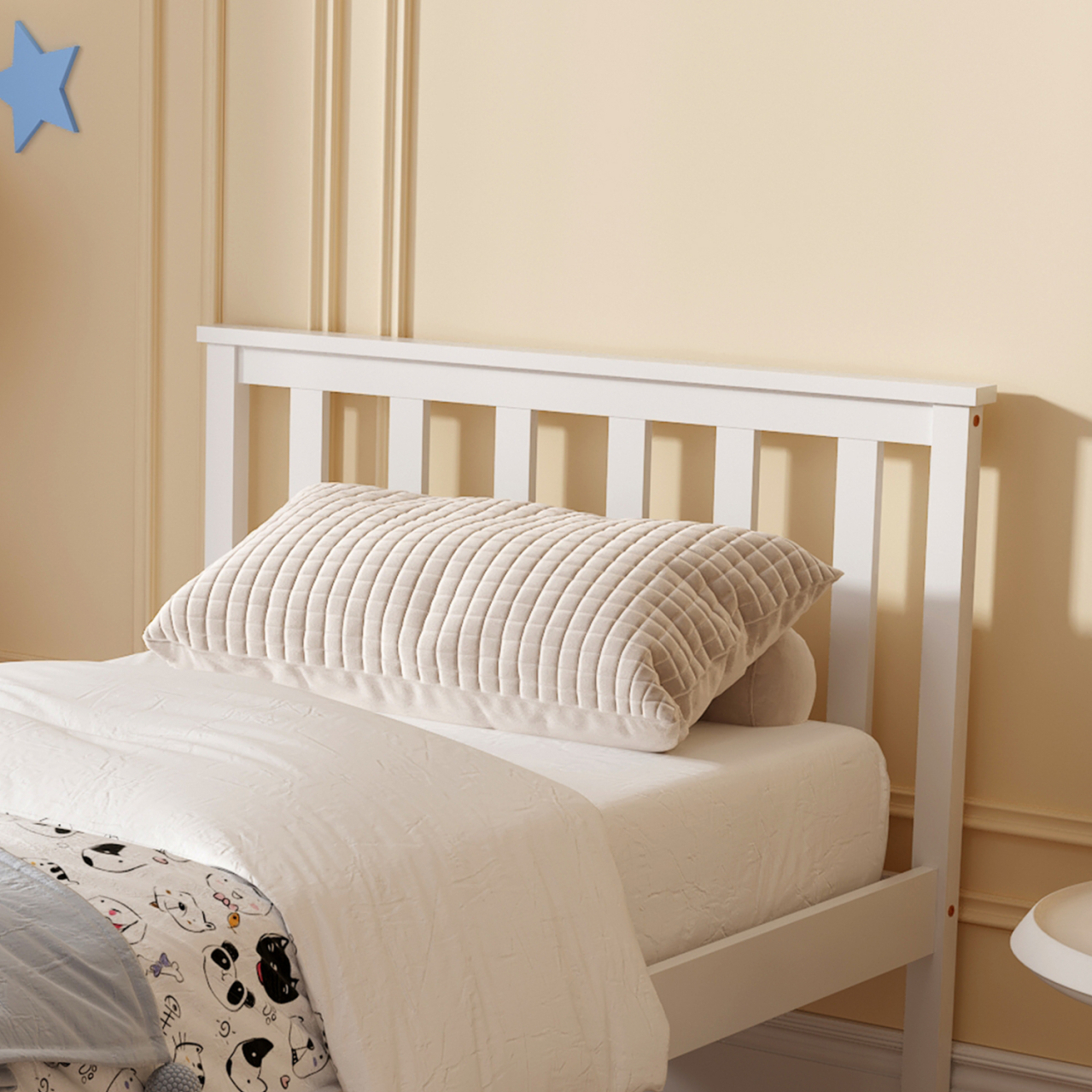 BED GIMLY HM675.03 SOLID PINE WOOD IN WHITE FOR MATTRESS 190x90cm. [5]