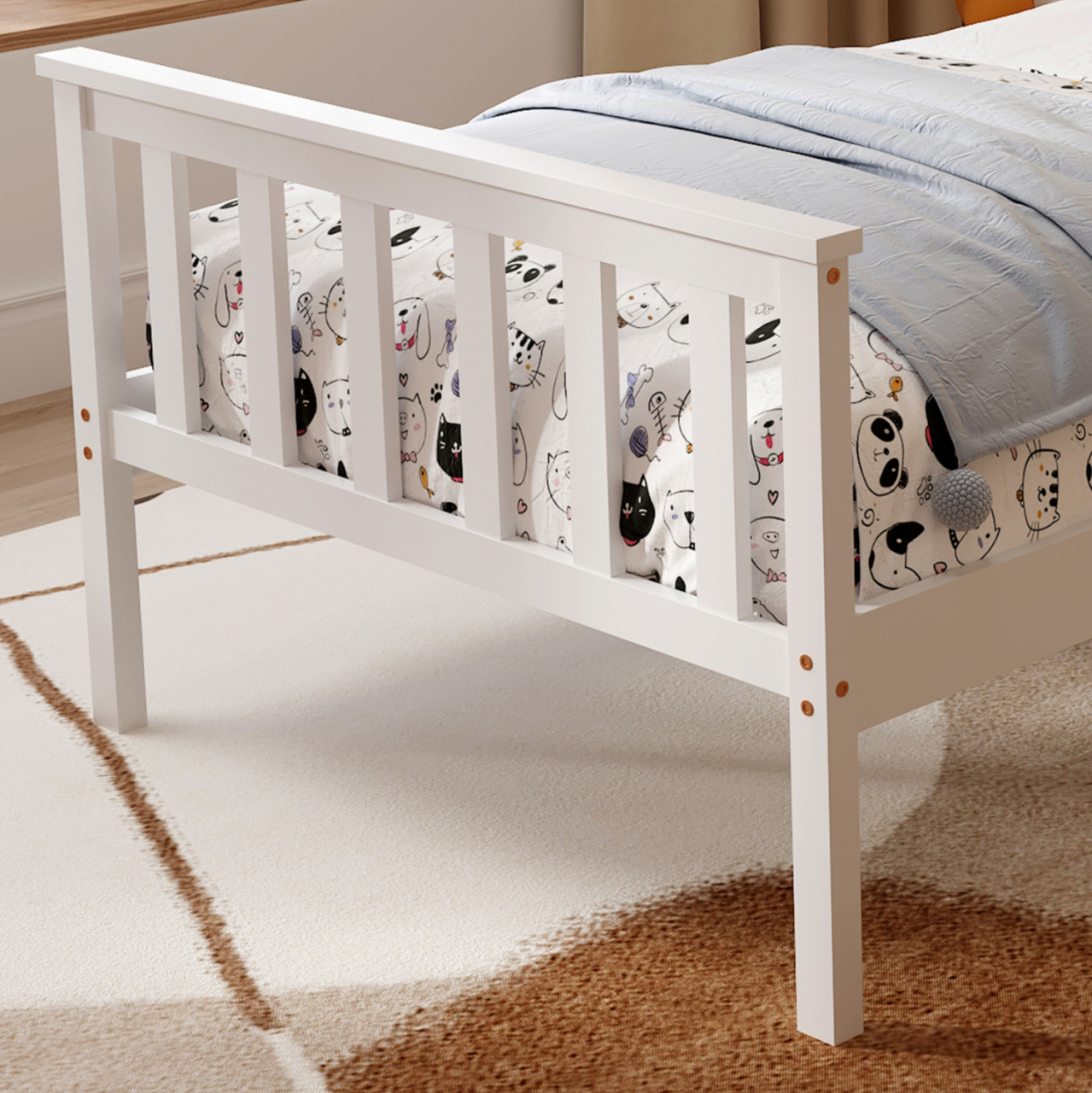 BED GIMLY HM675.03 SOLID PINE WOOD IN WHITE FOR MATTRESS 190x90cm. [6]