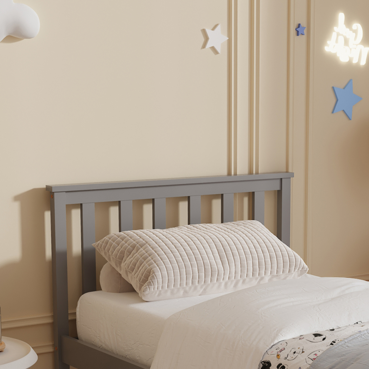 BED GIMLY HM675.05 SOLID PINE WOOD IN GREY FOR MATTRESS 190x90cm. [5]