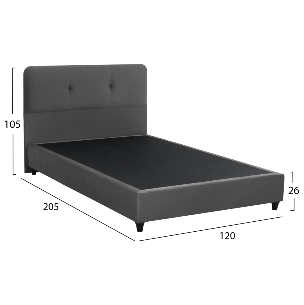 Bed HM648.10 DOLORES, grey velvet, 120x200cm [3]