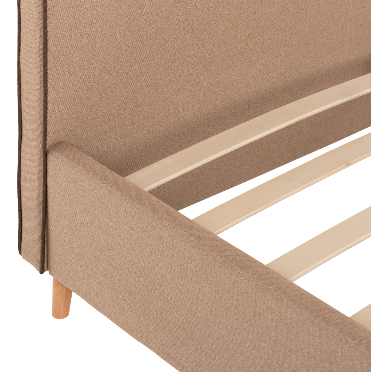 BED INDRA FB9662.02 BEIGE FABRIC BROWN RAIL FOR MATTRESS 160X200cm. [6]