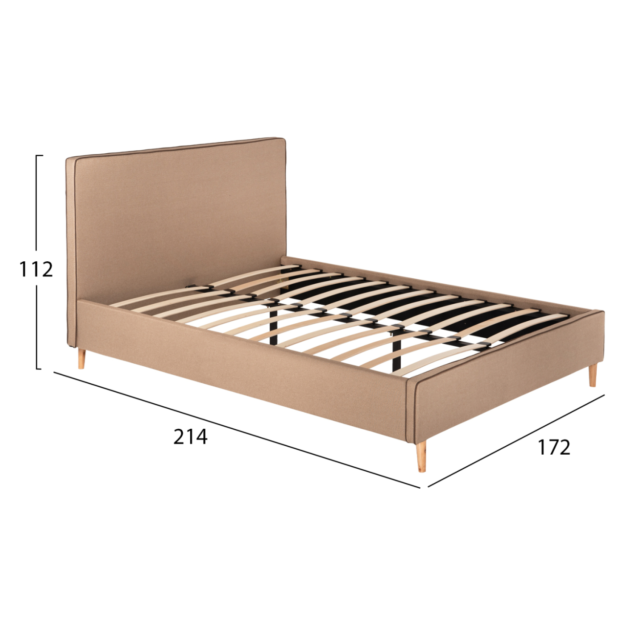 BED INDRA FB9662.02 BEIGE FABRIC BROWN RAIL FOR MATTRESS 160X200cm. [3]