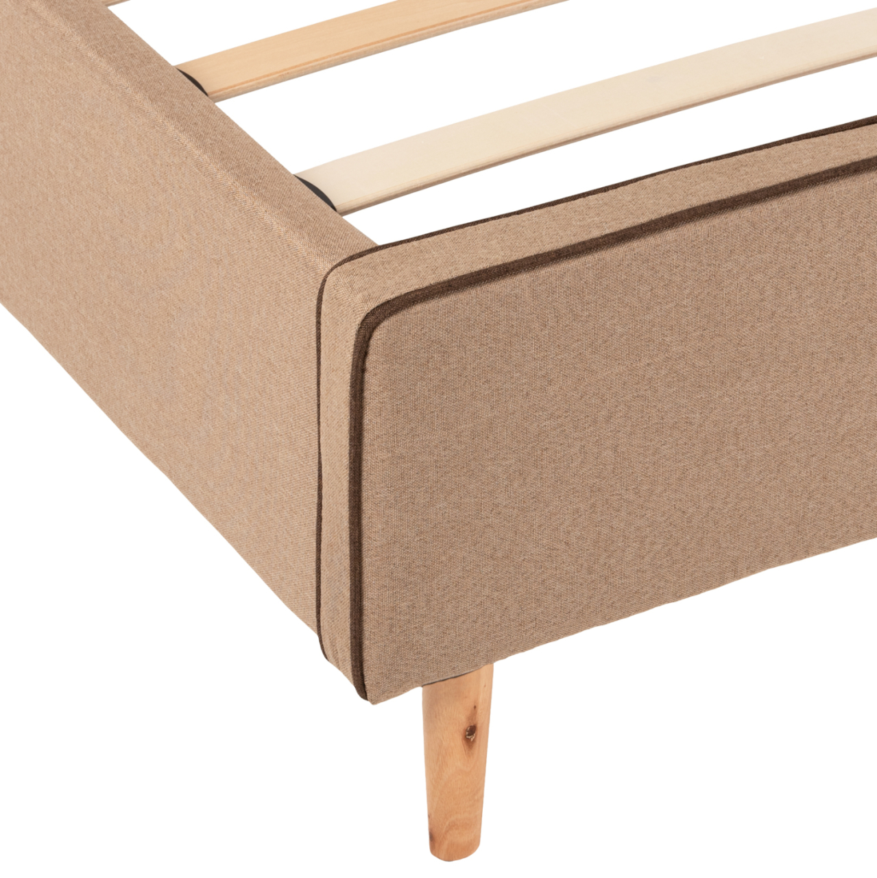 BED INDRA FB9662.02 BEIGE FABRIC BROWN RAIL FOR MATTRESS 160X200cm. [7]