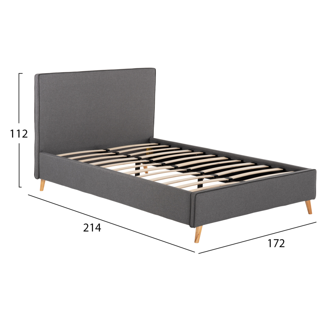 BED INDRA HM662.01 GREY FABRIC and DRAK GREY RAIL FOR MATTRESS 160x200cm. [3]