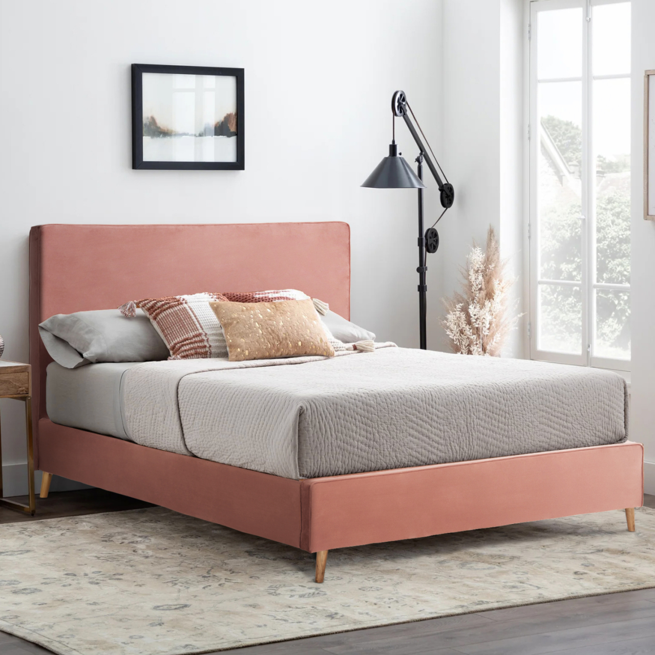 BED INDRA HM662.12 VELVET DUSTY PINK FOR MATTRESS 160x200cm. [2]