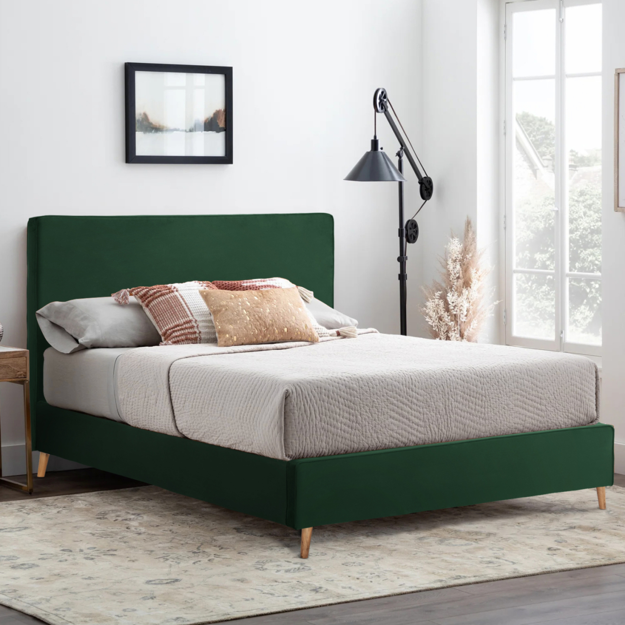 BED INDRA HM662.13 CYPRESS GREEN VELVET FOR MATTRESS 160x200cm. [2]