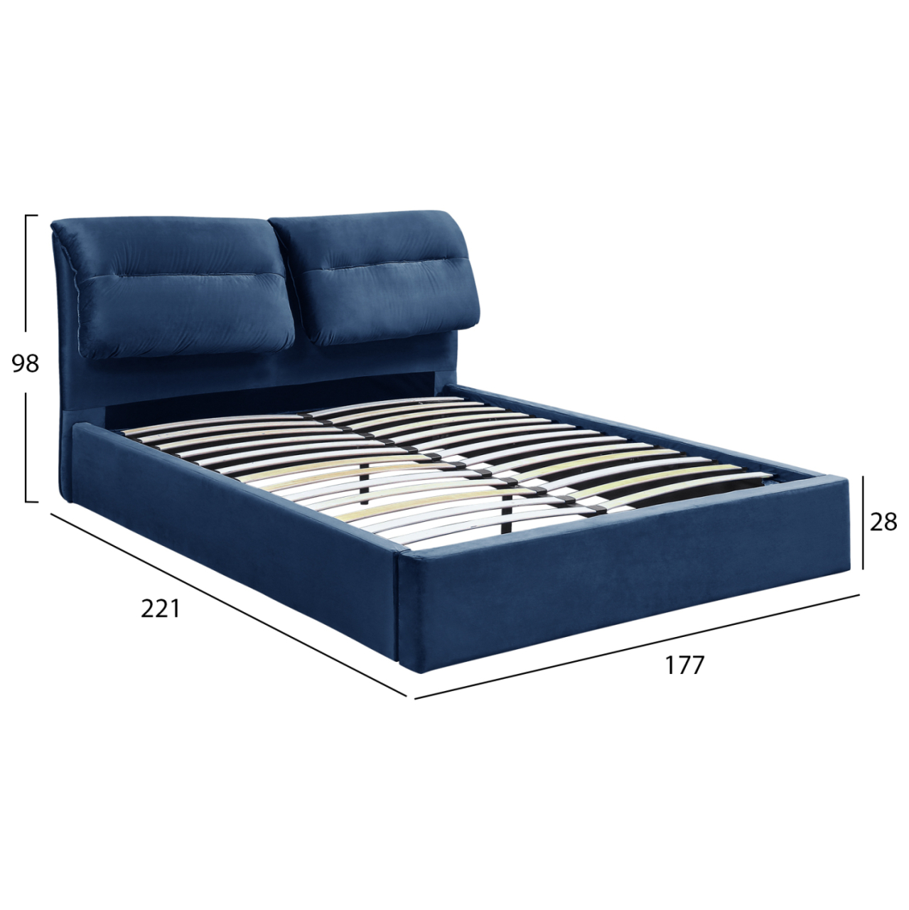 BED KENDRA HM565.18 BLUE VELVET-STORAGE SPACE 160X200 cm MATTRESS [3]