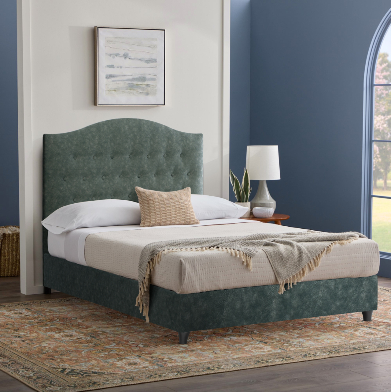 Bed MALENA HM647.27, green NUBUCK-type fabric, 120x200cm [2]