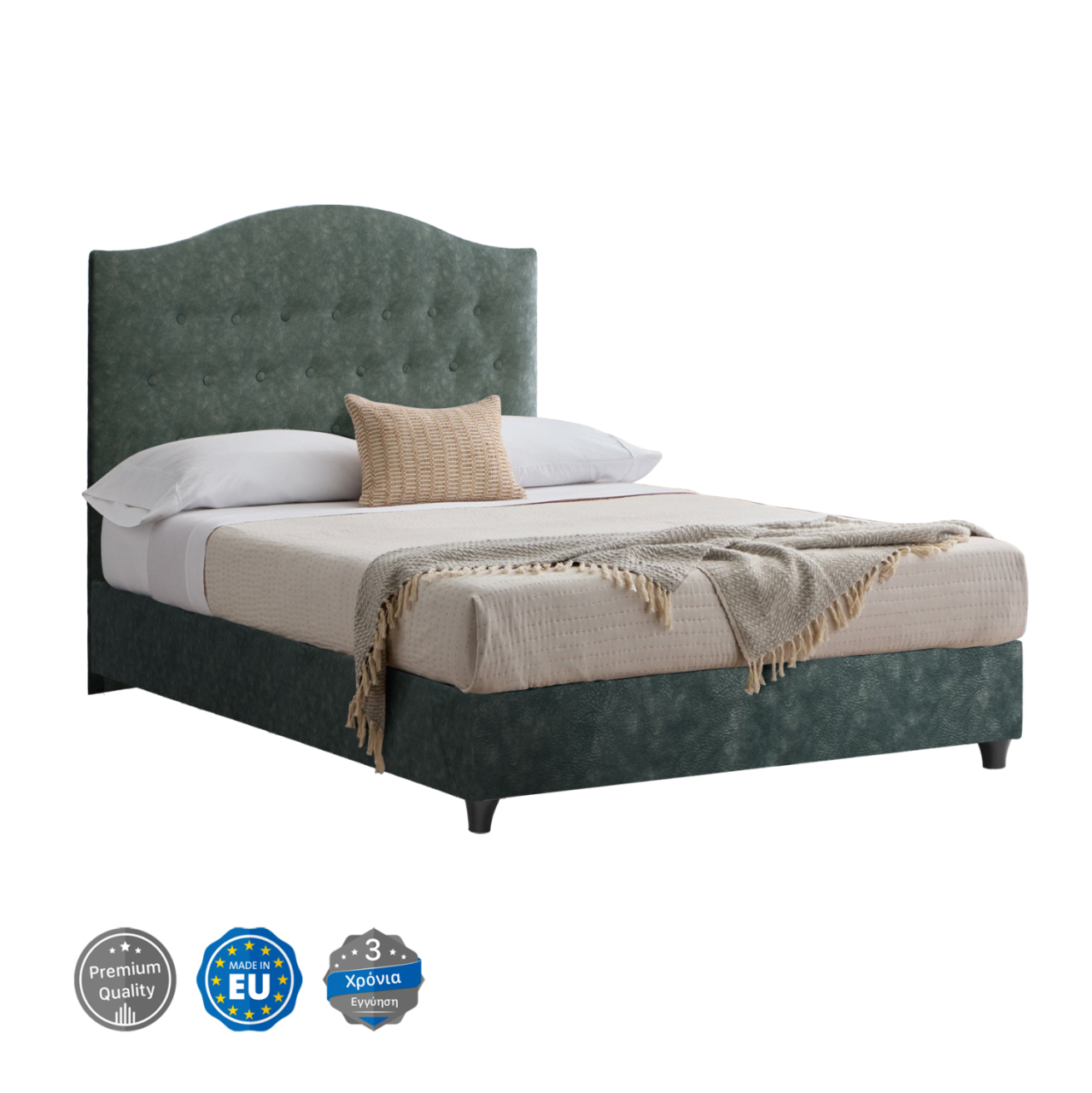 Bed MALENA HM647.27, green NUBUCK-type fabric, 120x200cm [1]