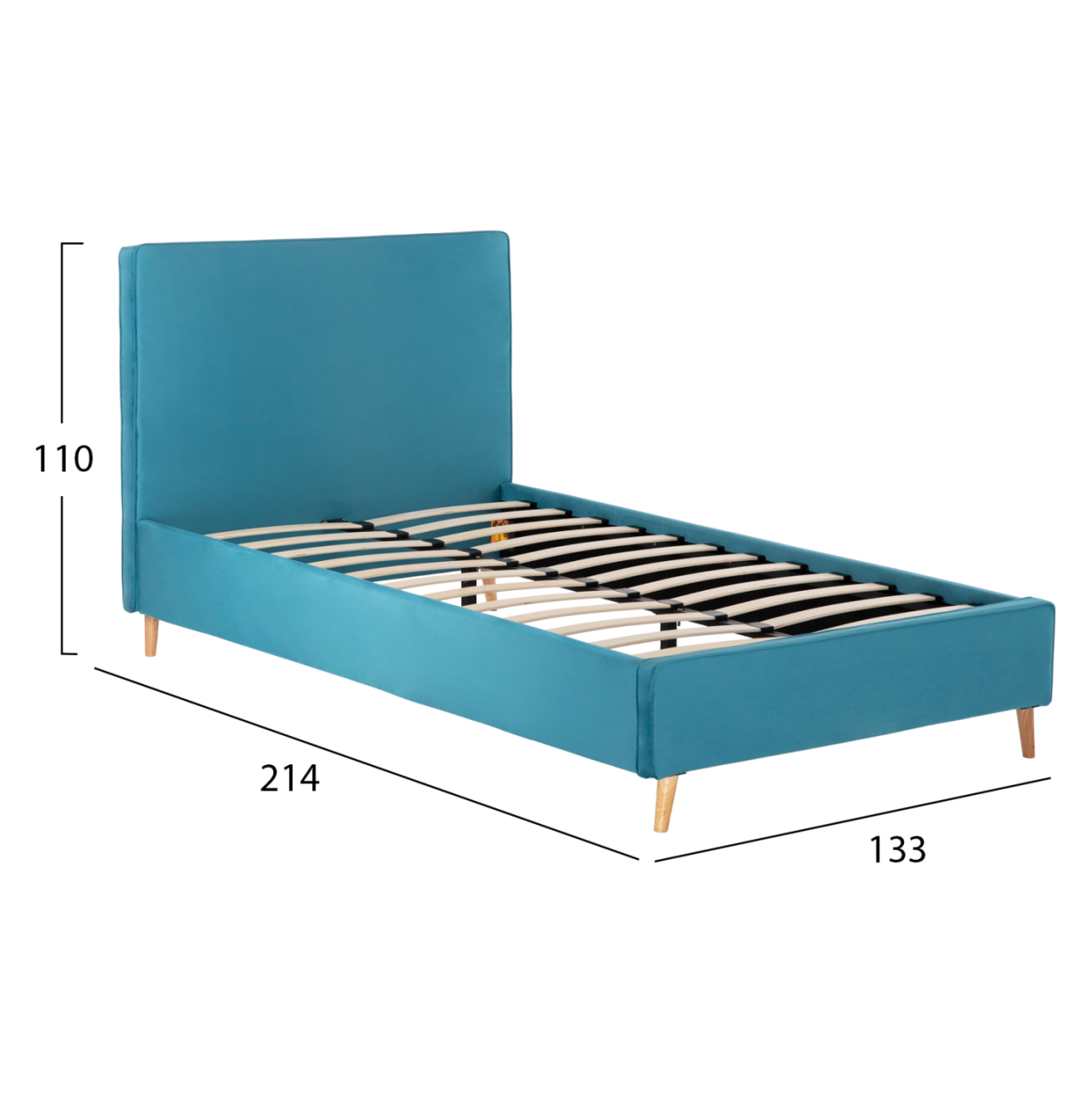 BED MAYLIN HM598.08 WITH BLUE-GREEN VELVET FOR MATTRESS 120x200cm. [3]