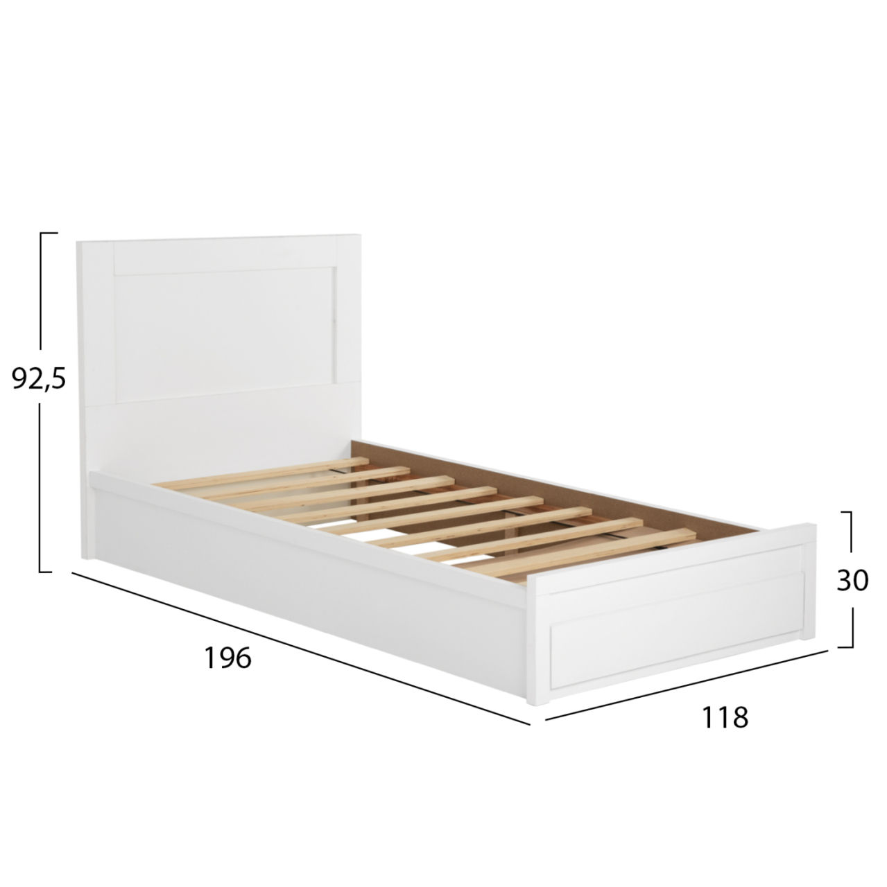 BED MELANY HM323.05 WITH 1 DRAWER WHITE 110X190 cm. [3]