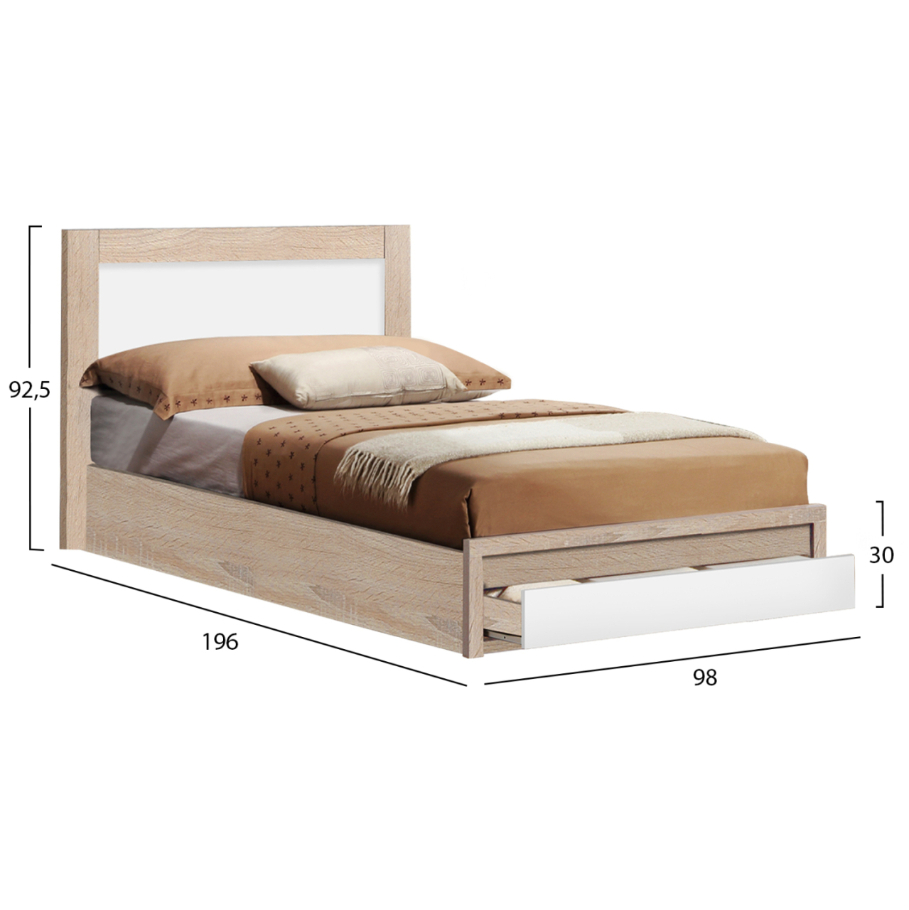 Bed Melany HM346 with 1 drawer sonoma/white 90x190 [3]