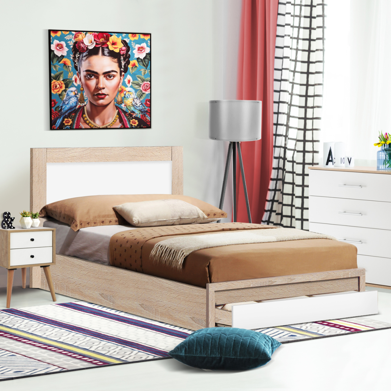Bed Melany HM346 with 1 drawer sonoma/white 90x190 [2]