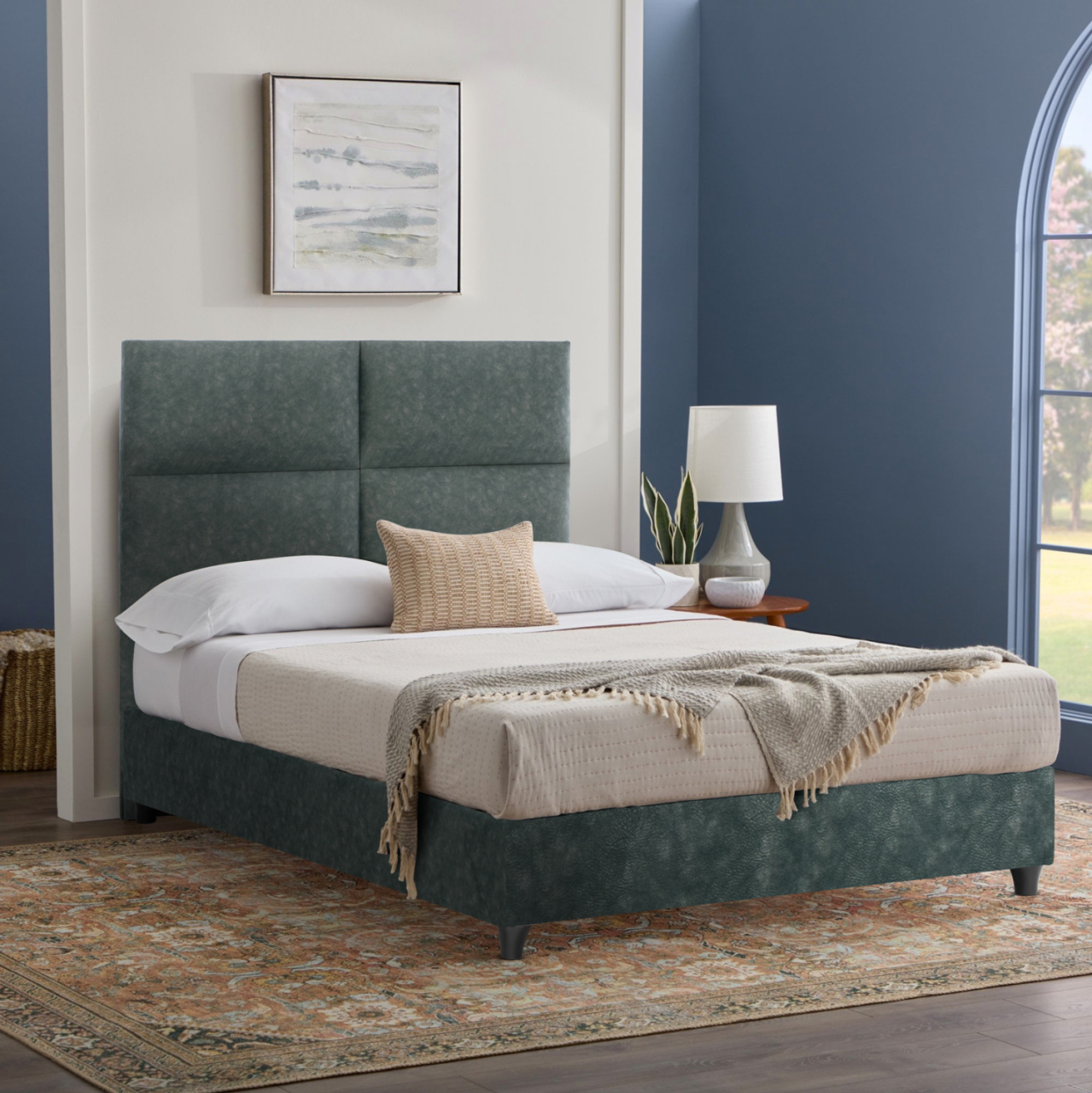 Bed Milo HM646.27, green NUBUCK-type fabric, 120x200cm [2]