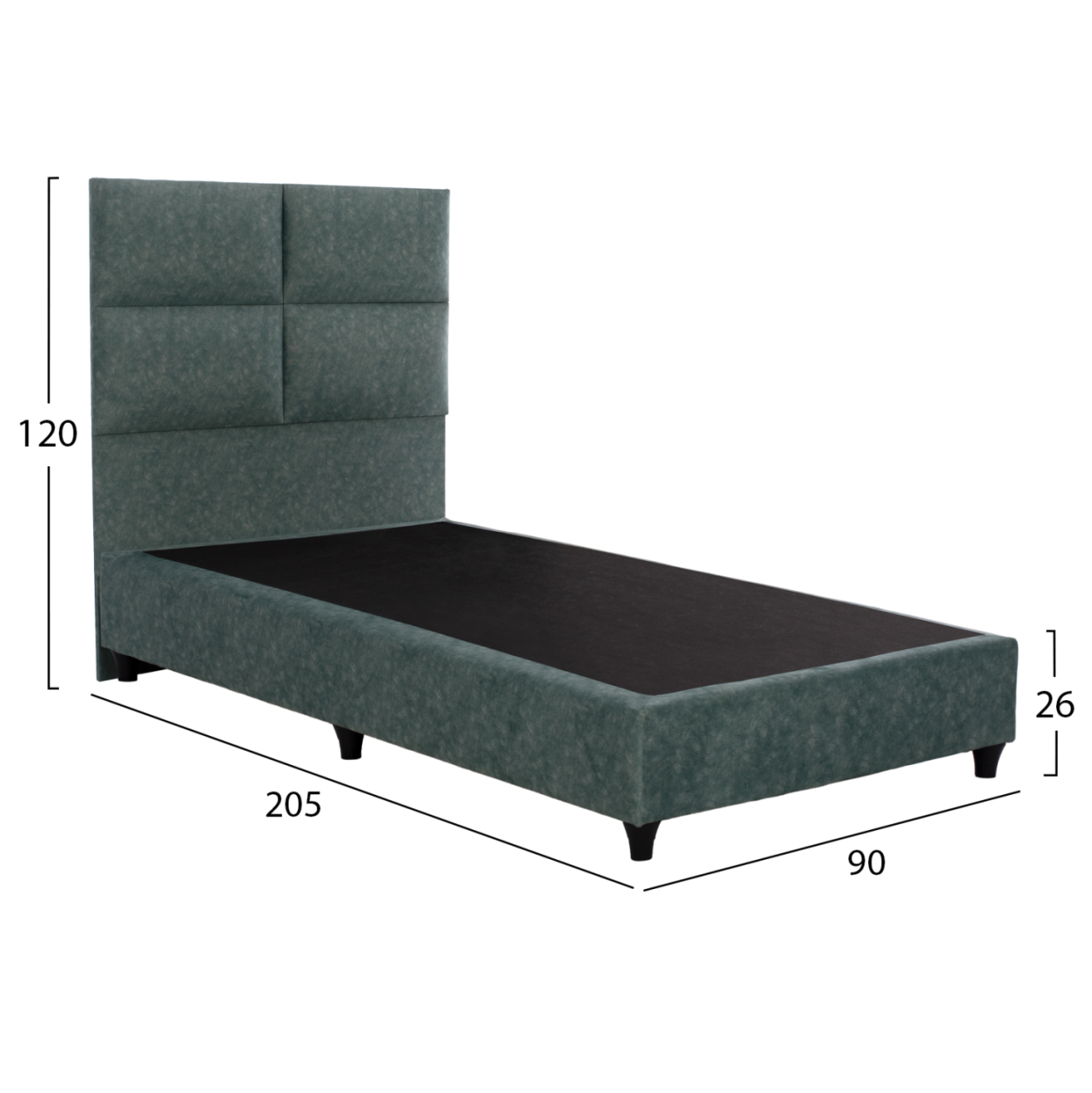 BED MILO HM652.27, GREEN NUBUCK-type FABRIC, 90X200cm [3]
