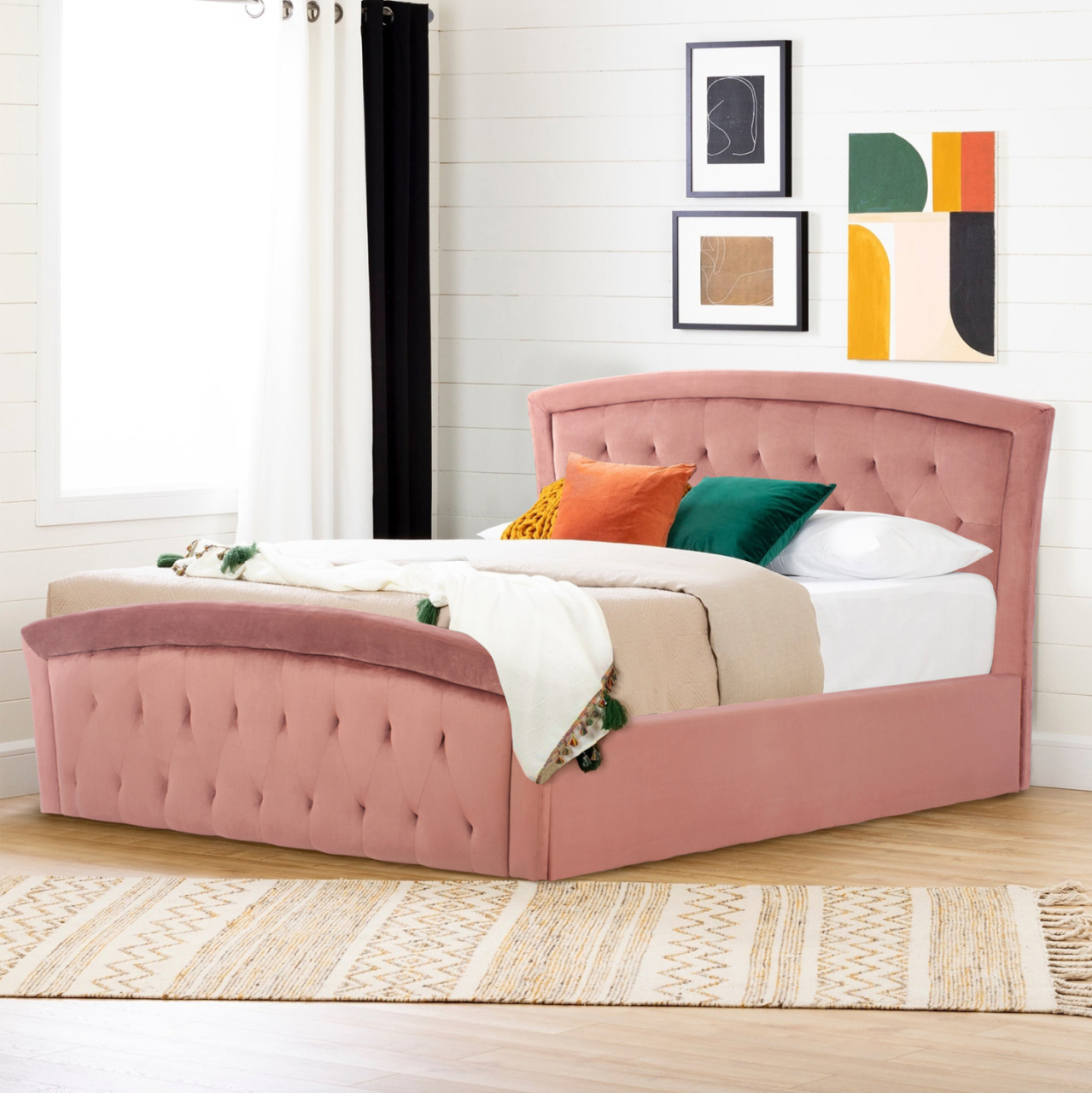 BED ODELIA VELVET DUSTY PINK WITH STORAGE HM581.02 185x212x113 cm. [3]