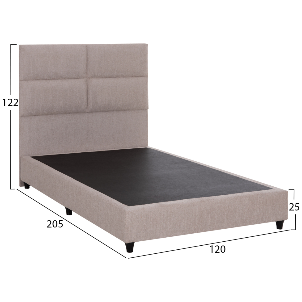 BED SEMI-DOUBLE WITH BEIGE FABRIC MILO HM646.32 FOR MATTRESS 120x200cm. [3]