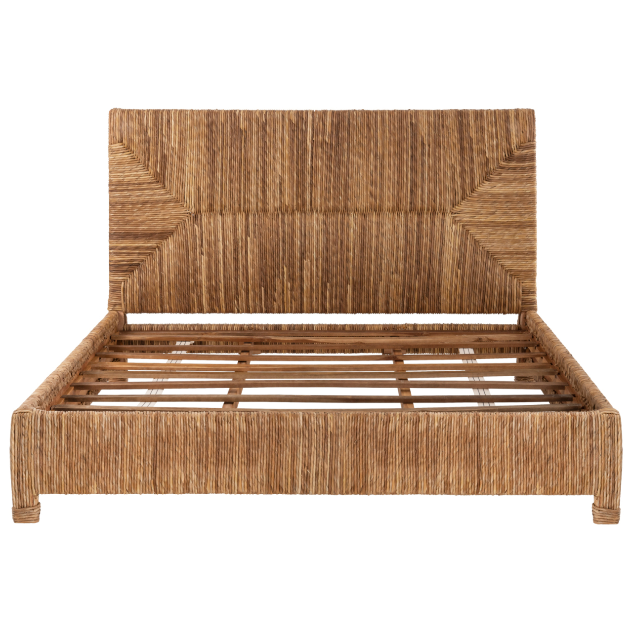 BED THAW HM672 TEAK WOOD FRAME-BANANA LEAF RUSH 180x200cm. [3]