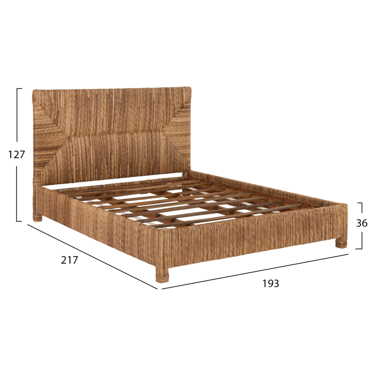 BED THAW HM672 TEAK WOOD FRAME-BANANA LEAF RUSH 180x200cm. [2]