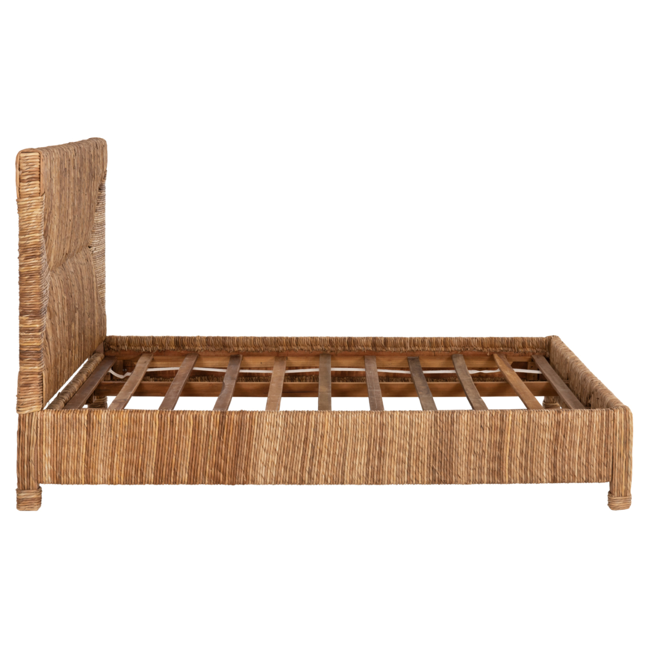BED THAW HM672 TEAK WOOD FRAME-BANANA LEAF RUSH 180x200cm. [4]