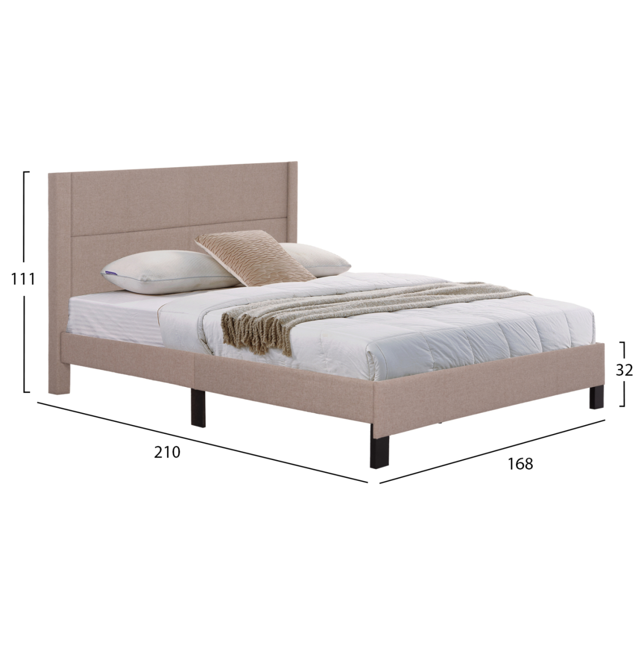 BED TRILLOP HM666.15 BEIGE FABRIC- 160x200cm. MATTRESS [2]