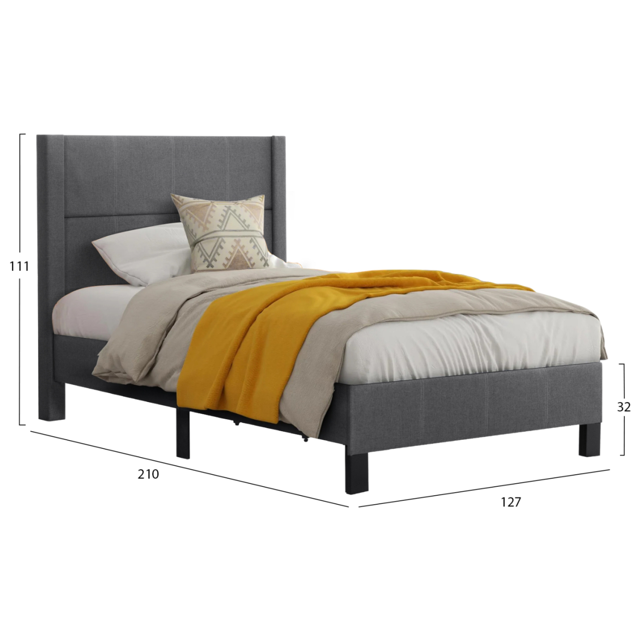 BED TRILLOP HM667.12 GREY FABRIC--FOR SINGLE SIZE MATTRESS 120X200cm [3]