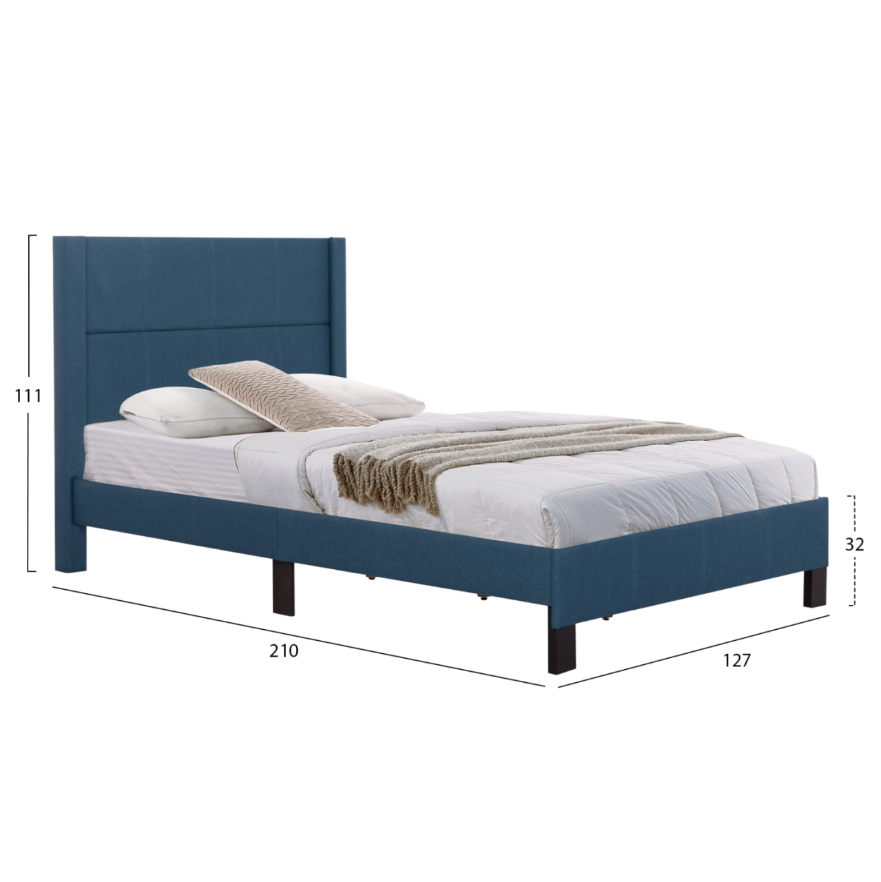 BED TRILLOP HM667.14 BLUE FABRIC--FOR SINGLE SIZE MATTRESS 120X200cm [2]