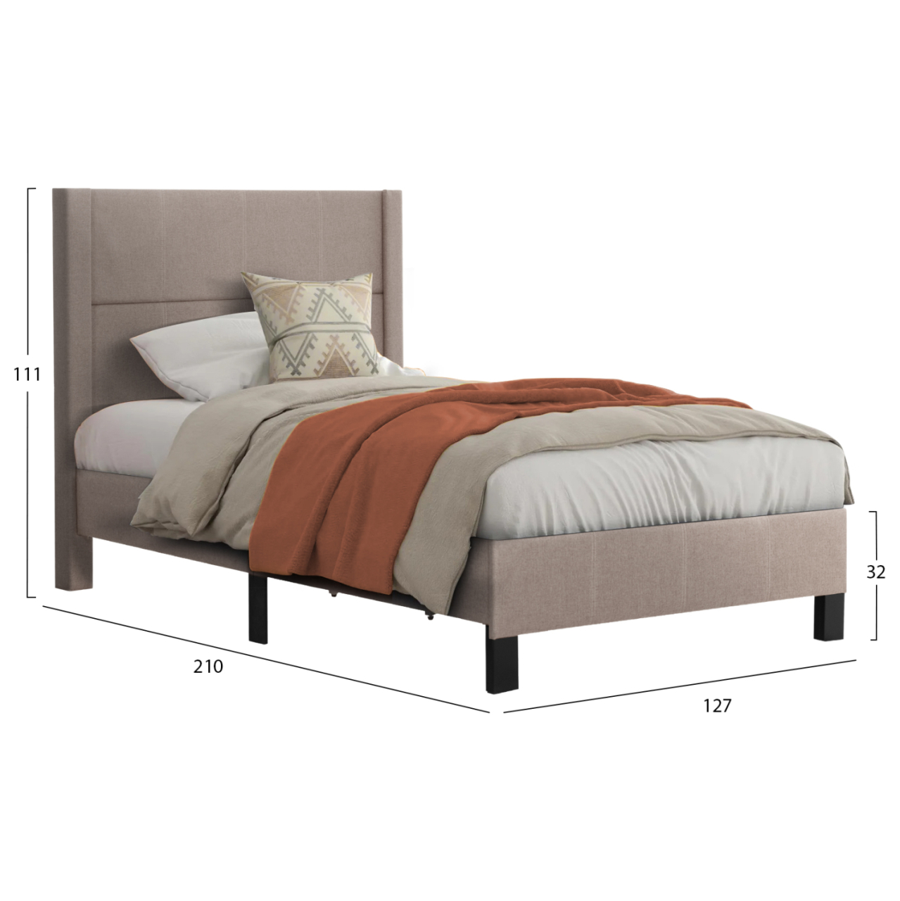 BED TRILLOP HM667.15 BEIGE FABRIC--FOR SINGLE SIZE MATTRESS 120X200cm [3]